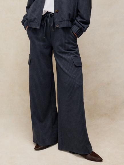 White Stuff Tegan Striped Wide Leg Trousers, Navy/Multi, Navy/Multi