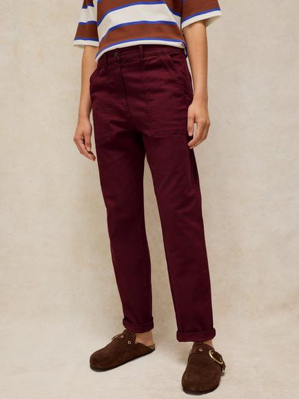 White Stuff Regular Mid Rise Trousers, Dark Plum