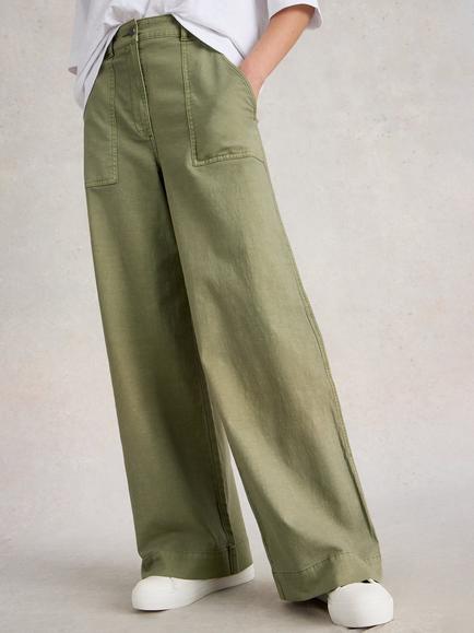 White Stuff Wide Leg Trousers, Khaki, Khaki
