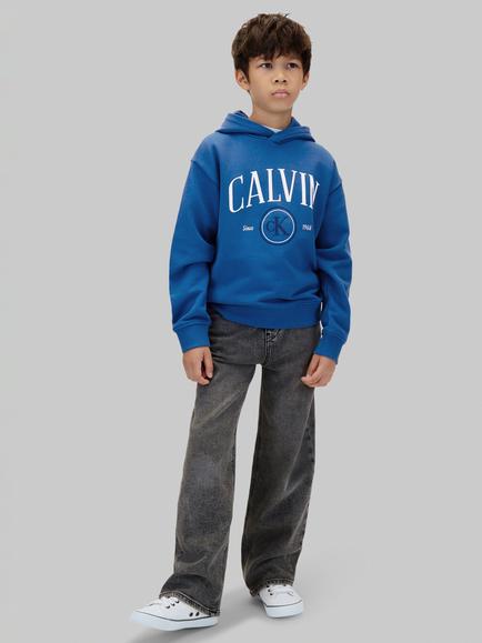 Calvin Klein Kids' Circle Logo Hoodie, Mid Blue, Mid Blue