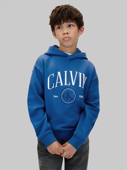 Calvin Klein Kids' Circle Logo Hoodie, Mid Blue - view 2, Mid Blue