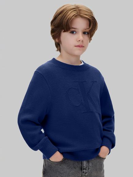 Calvin Klein Kids' Logo Jumper, Mid Blue - view 2, Mid Blue
