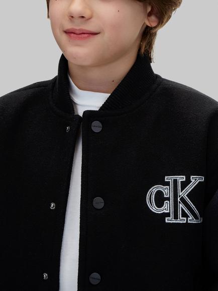 Calvin Klein Kids' Wool Look Bomber Jacket, Black - view 2, Black