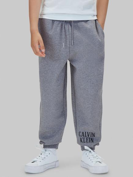 Calvin Klein Kids' Cotton Drawstring Joggers, Marl Grey - view 2, Marl Grey