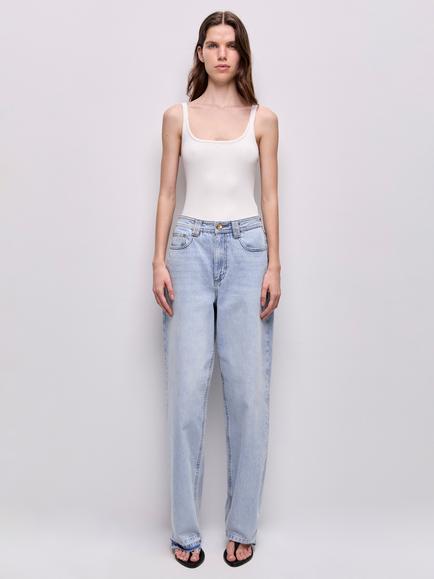 Aje Elliot High Rise Wide Leg Ankle Jeans, Light Wash