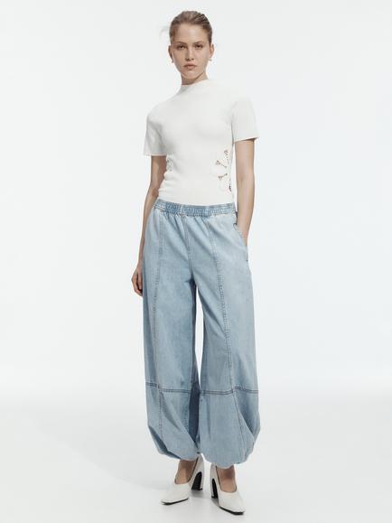 Aje Joy Balloon Leg Denim Ankle Jeans, Light Wash, Light Wash