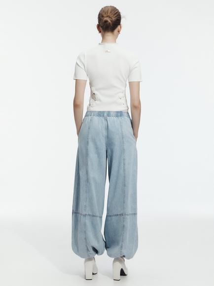 Aje Joy Balloon Leg Denim Ankle Jeans, Light Wash - view 2, Light Wash