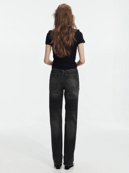 Aje Mor High Rise Straight Leg Jeans, Black - view 2, Black