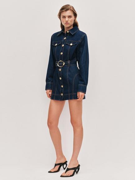Aje Elodi Denim Mini Dress, Dark Blue, Dark Blue