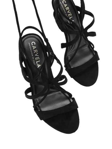 Carvela Fabrizia Microsuede Stiletto Heel Strappy Sandals, Black - view 2, Black