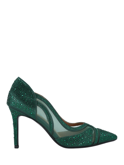 Carvela Fantastico Embellished Stiletto Heel Court Shoes, Green, Green