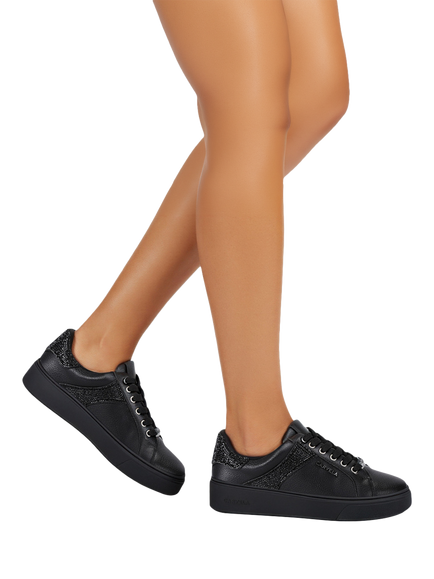 Carvela Gia Embellished Lace Up Trainers, Black - view 2, Black