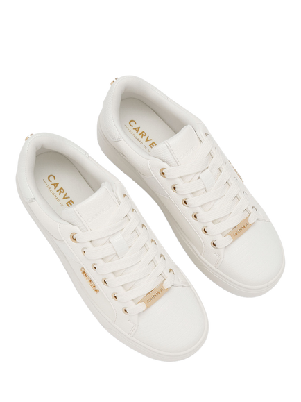Carvela Gia Lace Up Trainers, White - view 2, White