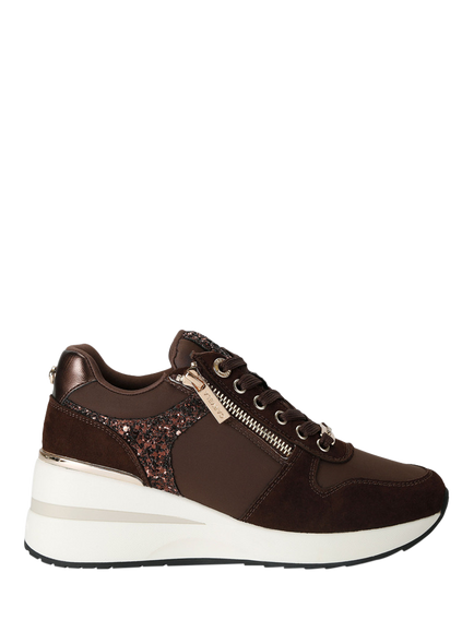 Carvela High Rise Lace Up Trainers, Brown