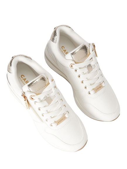 Carvela High Rise Lace Up Trainers, White/Comb - view 2, White/Comb