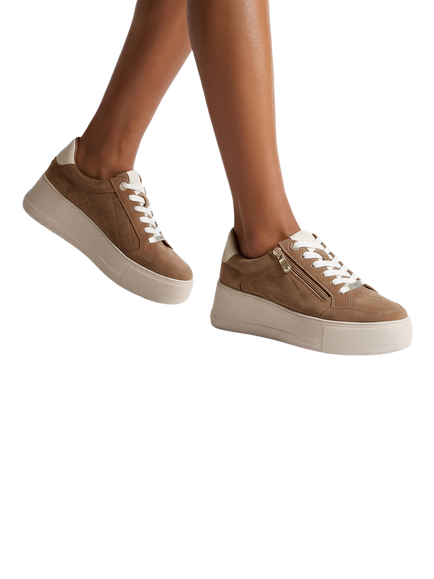 Carvela Jive Zip Flatform Trainers, Tan - view 2, Tan