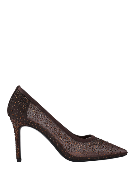 Carvela Lovebird Mesh Embellished High Heel Court Shoes, Brown, Brown