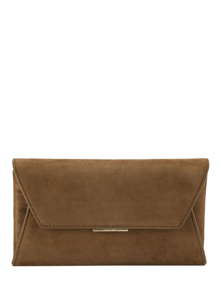 Carvela Spirited Suede Clutch Bag, Brown