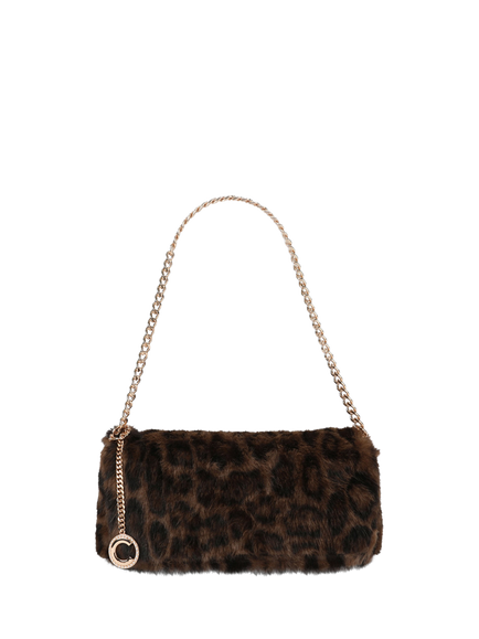 Carvela Pavilion Faux Fur Leopard Print Clutch Bag, Brown, Brown