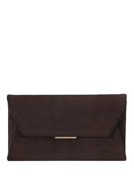 Carvela Spirited Suede Clutch Bag, Dark Brown