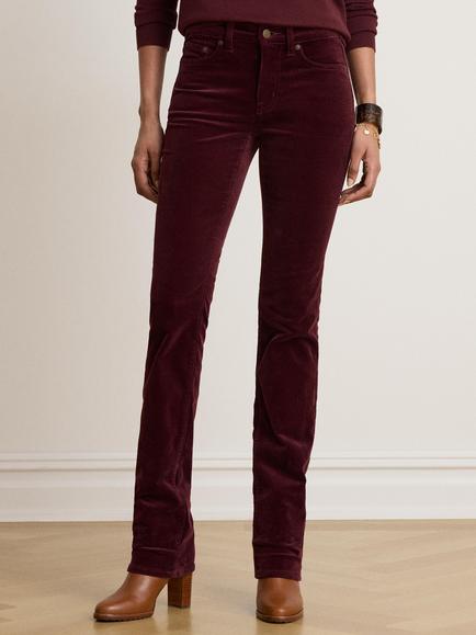 Lauren Ralph Lauren Mid Rise Straight Leg Corduroy Trousers, Burgundy, Burgundy