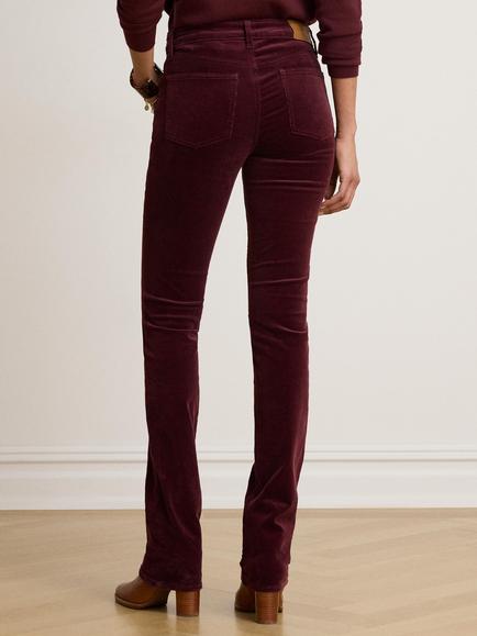Lauren Ralph Lauren Mid Rise Straight Leg Corduroy Trousers, Burgundy - view 2, Burgundy