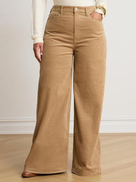 Lauren Ralph Lauren High Rise Wide Leg Corduroy Trousers, Lauren Camel, Lauren Camel
