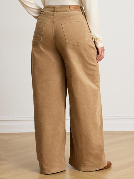 Lauren Ralph Lauren High Rise Wide Leg Corduroy Trousers, Lauren Camel - view 2, Lauren Camel