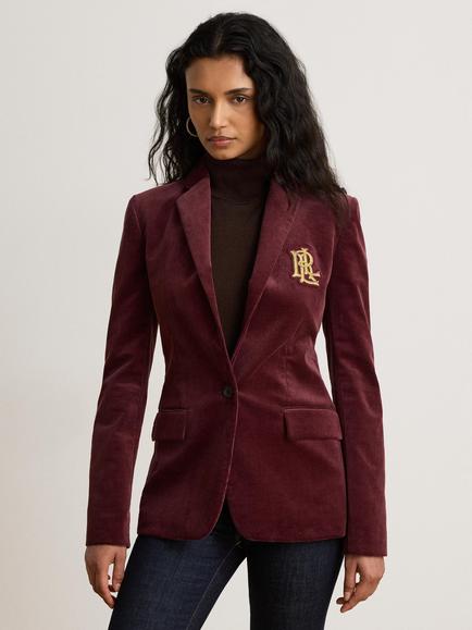 Lauren Ralph Lauren Single Breasted Corduroy Blazer, Dark Garnet, Dark Garnet