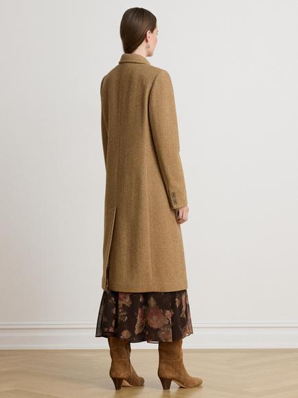 Lauren Ralph Lauren Wool Rich Herringbone Double Breasted Coat, Brown/Tan Multi - view 2, Brn/Tan Multi