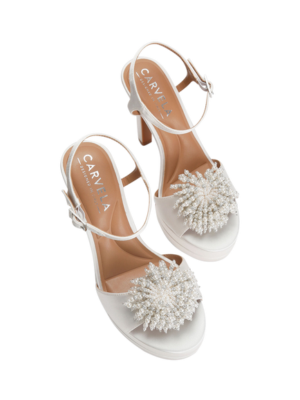Carvela Lucia Satin Slingback Court Shoes, Bone - view 2, Bone
