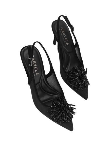 Carvela Lucia Mesh Slingback Court Shoes - view 2, Black