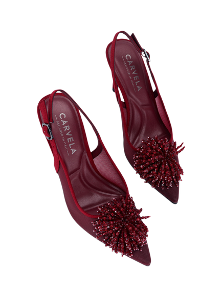 Carvela Lucia Mesh Slingback Court Shoes - view 2, Red