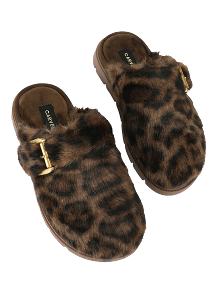 Carvela Pavillion Warm Faux Fur Mules, Brown - view 2, Brown
