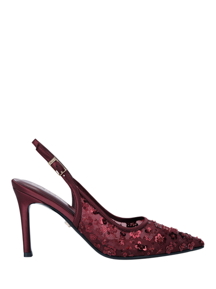 Carvela Ravenna Stiletto Heel Sequin Court Shoes, Wine