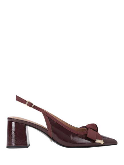 Carvela Tempt Block Bow Detail Slingback Court Shoes, Wine, Wine