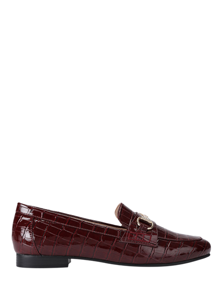 Carvela Valentina Patent Croc Effect Loafers, Wine