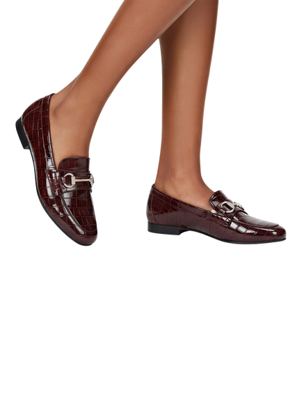 Carvela Valentina Patent Croc Effect Loafers - view 2, Wine
