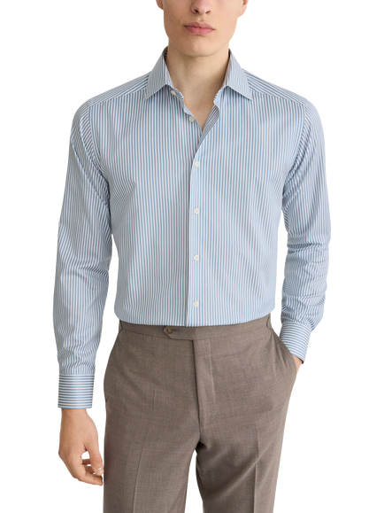 Eton Signature Twill Bengal Stripe Shirt, Blue, Blue