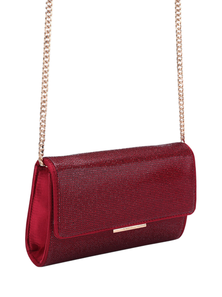 Carvela Anna Embellished Clutch Bag, Red - view 2, Red