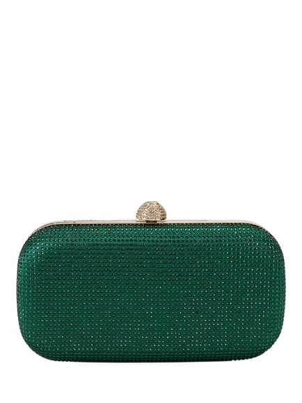 Carvela Cecilia Hard Clutch Bag, Dark Green