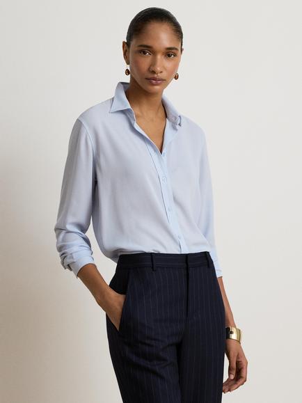 Lauren Ralph Lauren Georgette Shirt, Light Blue, Light Blue