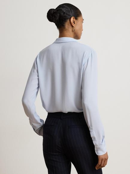 Lauren Ralph Lauren Georgette Shirt, Light Blue - view 2, Light Blue