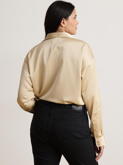 Lauren Ralph Lauren Satin Shirt, Ranch Cream - view 2, Ranch Cream