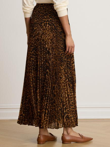 Lauren Ralph Lauren Aline Animal Print Pleat Midi Skirt, Tan/Multi - view 2, Tan Multi