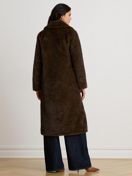 Lauren Ralph Lauren Faux Fur Long Coat, Dark Brown - view 2, Dark Brown