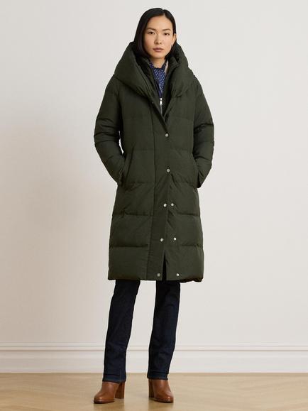 Lauren Ralph Lauren Hooded Longline Puffer Coat, Dark Green, Dark Green
