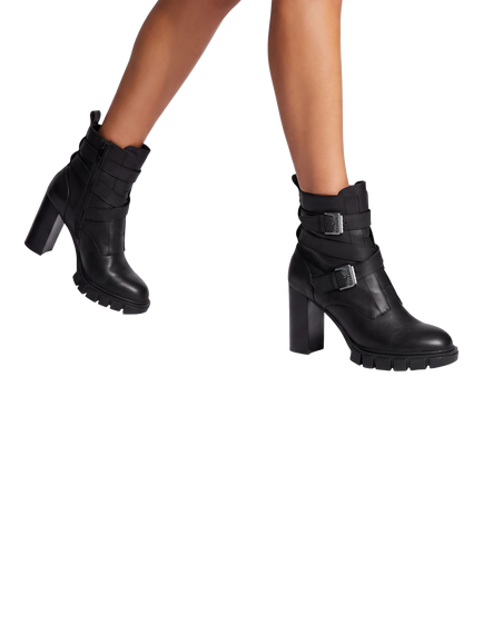 Carvela Ignite High Leather Strap Detail Block Heel Ankle Boots, Black - view 2, Black