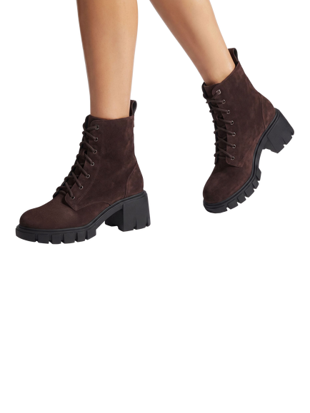 Carvela Ignite Lace Up Suede Boots, Black - view 2, Dark Brown