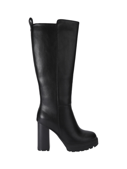 Carvela Boulder Super High Block Heel Knee High Boots, Black, Black